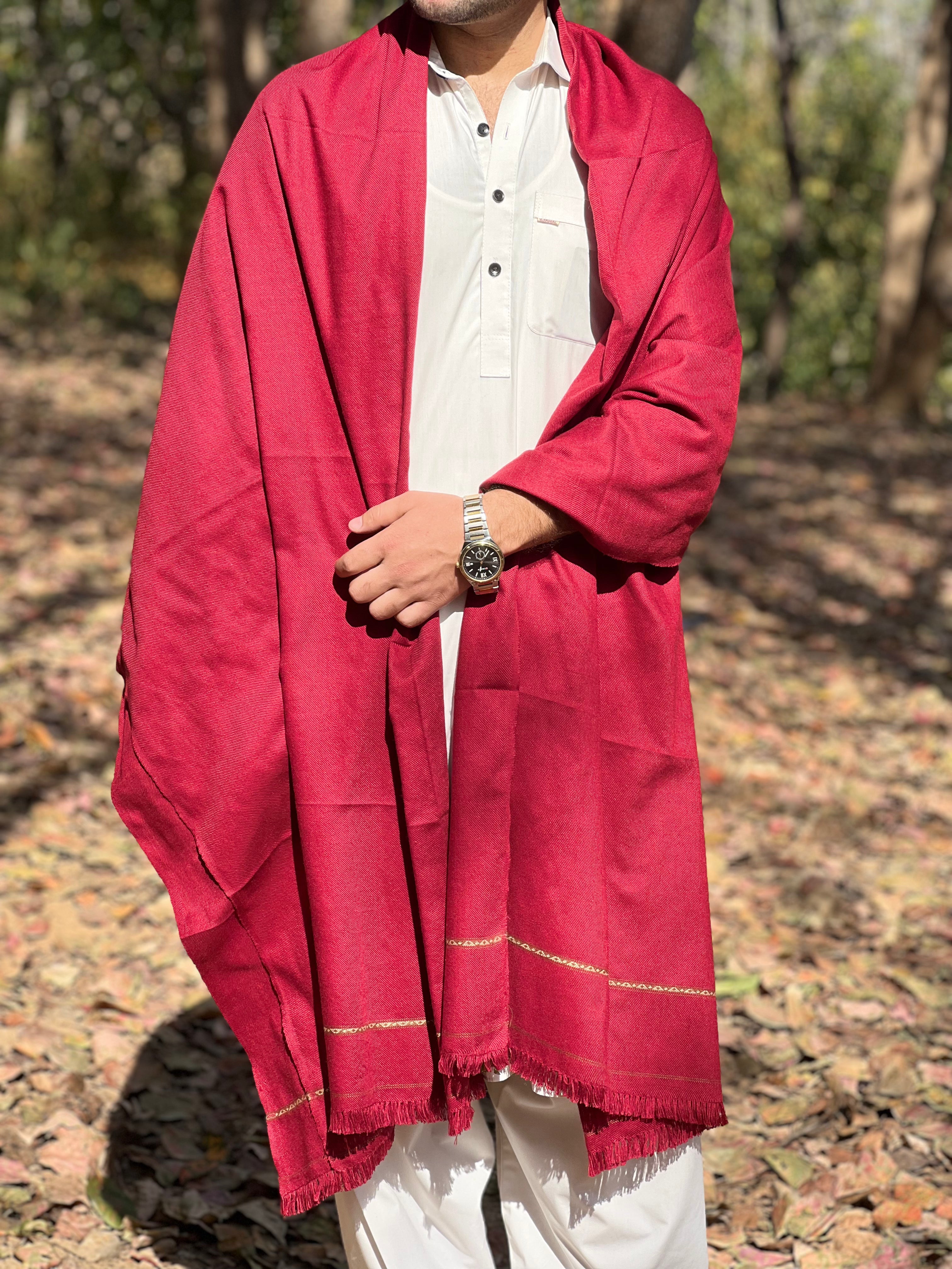 Maroon Color Salampur Wool Shawl