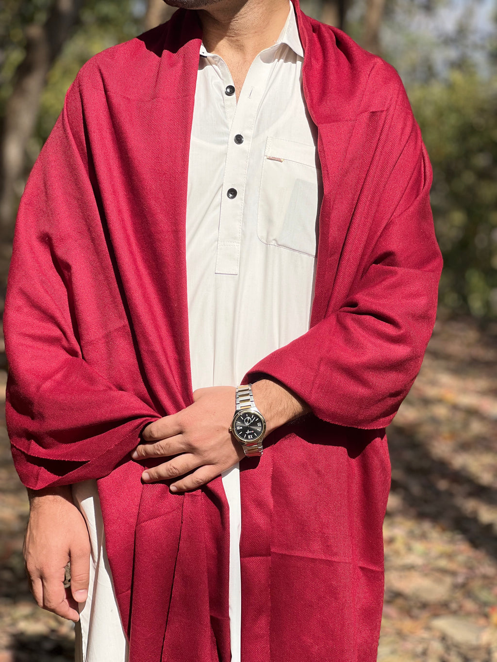 Maroon Color Salampur Wool Shawl