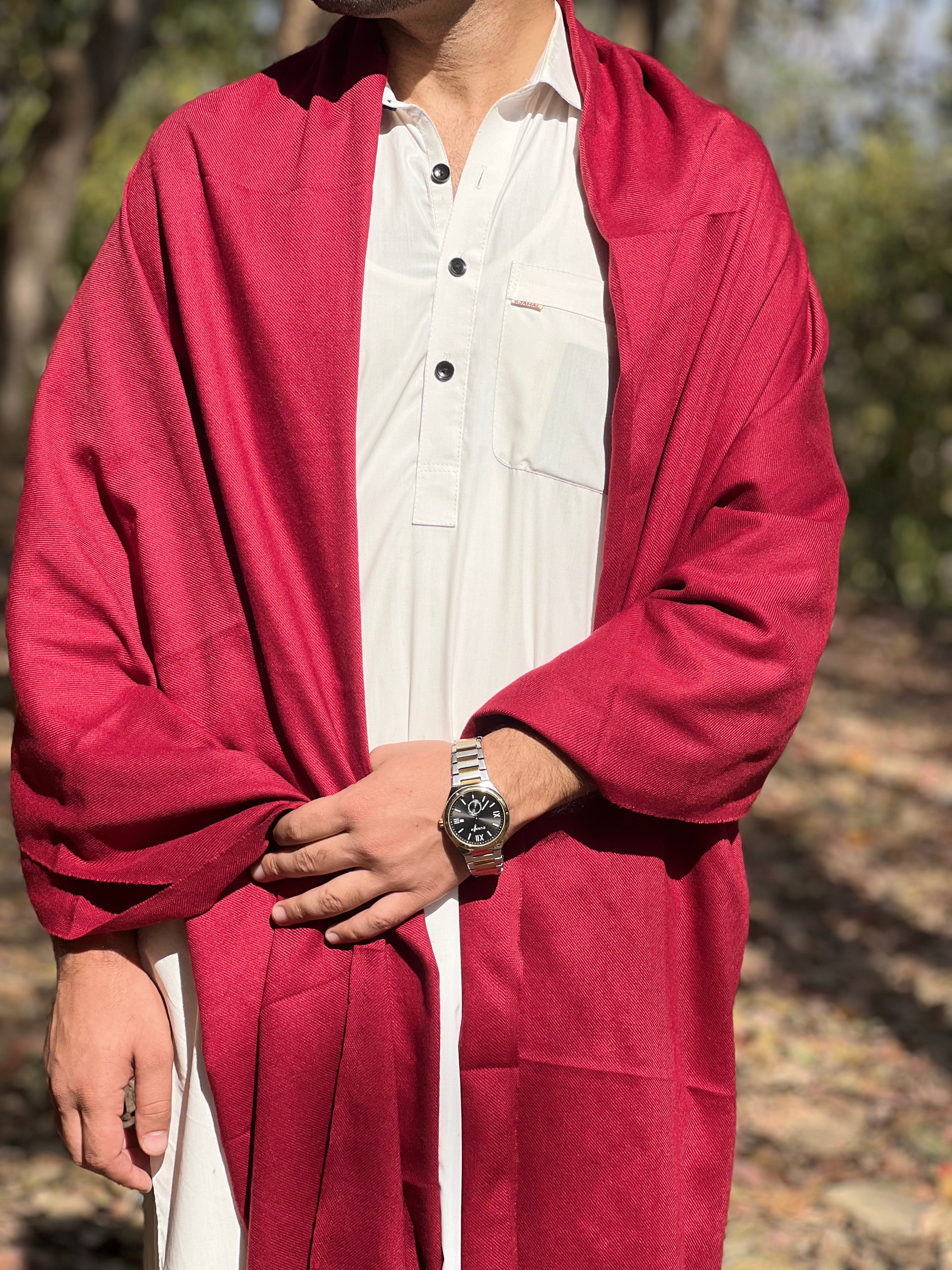 Maroon Color Salampur Wool Shawl