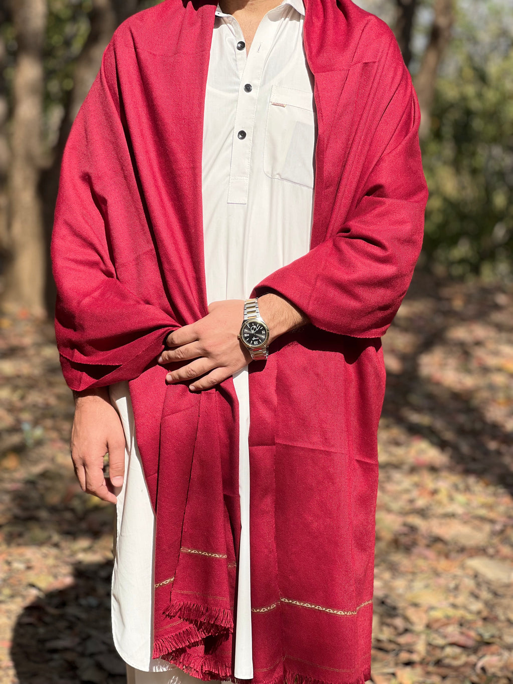 Maroon Color Salampur Wool Shawl